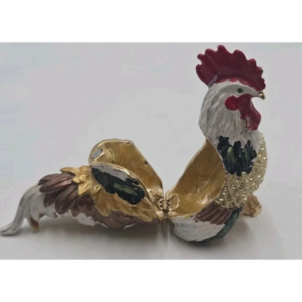 Leonardo Collection Jeweled Rooster Trinket Box Rhinestone Figurine Vintage